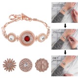 1 button bracelet of rhinestone Rose Gold fit 18&20MM KC0761 snaps jewelry