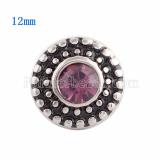12MM Round snap Silver Plated with purple Rhinestone KS9642-S snaps jewelry