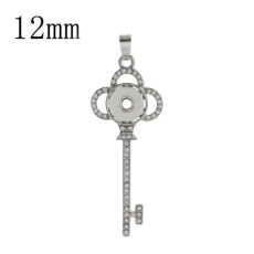 snap sliver Pendant with rhinestone fit 12MM snaps style jewelry KS0357-S