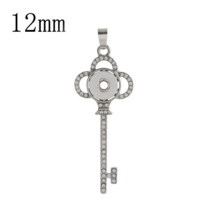 snap sliver Pendant with rhinestone fit 12MM snaps style jewelry KS0357-S