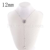 1 buttons snaps metal necklace with 45CM chain with Rhinestone fit 12mm snaps chunks