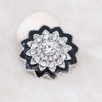 20MM design snap silver Plated with rhinestone KC6939 snaps jewelry black