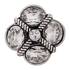 20MM design snap Antique Silver Plated with white Rhinestones KC6415 snaps jewelry