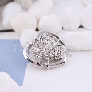 20MM loveheart snap silver Antique plated with white Rhinestone  KC5463 snaps jewelry