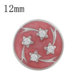 12MM star sliver Plated with rhinestone and pink enamel KS6337-S