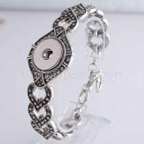 1 buttons snaps silver plated bracelet with Rhinestones fit snaps chunks