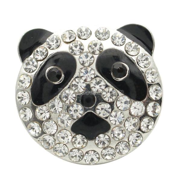 20MM Panda snap Silver Plated with rhinestone and Enamel KB7131 snaps jewelry