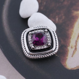 20MM Square snap silver Antique plated with purple rhinestone KC5310 snaps jewelry