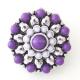 20MM Flower snap Silver Plated with small purple beads KB6441 snaps jewelry