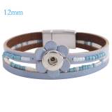 Partnerbeads 7.8 inch 1 snap button blue leather bracelets fit 12mm snaps KS0650-S