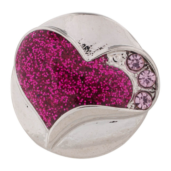 20MM Valentine love silver plated with purple Rhinestone and Enamel KC7440 interchangeable snaps jewelry