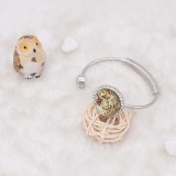 25MM Hand-made Thick glossy round  Amber snap Silver Plated with Rhinestone KC7962 yellow