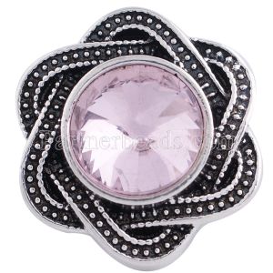 20MM snap Antique Silver plated with pink Rhinestone KC6239 snaps jewelry
