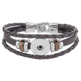 20CM Gray leather bracelets fit 18MM snaps chunks