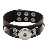 brown real leather adjustable bracelets suitable for 3 sizes 17-20CM KC0265 fit 18/20MM snaps chunks