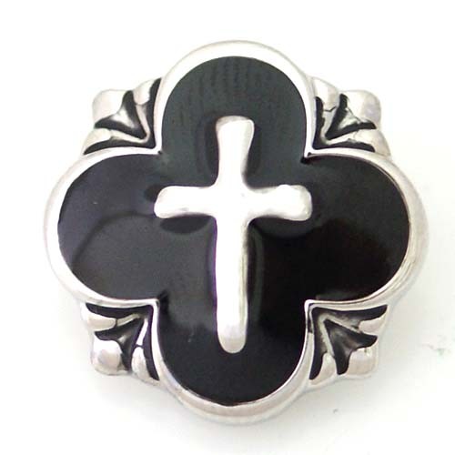 20MM Cross  snap silver plated DS5080 with black Enamel interchangeable snaps jewelry