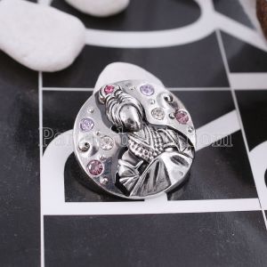 20MM Chinese elements-Ladies snap silver plated with purple Rhinestone KC5468 snaps jewelry