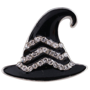 20MM Halloween hat snap Silver Plated with Rhinestones and black Enamel KC6389 snaps jewelry