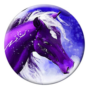 20MM horse Painted enamel metal C5256 print purple
