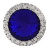 20MM Round snap Silver Plated with Dark blue rhinestone KC9836 snaps jewelry
