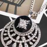 20MM Round snap Antique Silver Plated with  rhinestone and black Enamel KB8217 snaps jewelry