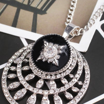 20MM Round snap Antique Silver Plated with  rhinestone and black Enamel KB8217 snaps jewelry