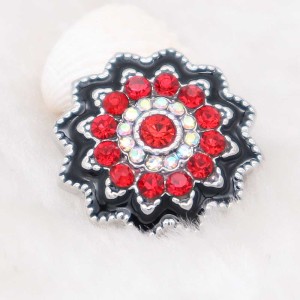 20MM design snap silver Plated with red rhinestone KC6937 snaps jewelry