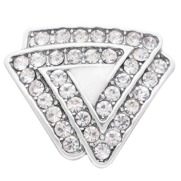 20MM Triangle snap Silver Plated with white rhinestone KC7911 snaps jewelry