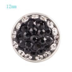 12mm snaps button with black rhinestone KS2703-S snaps jewelry