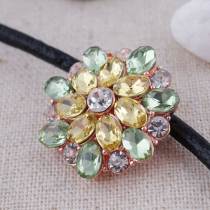 20MM desin snap Rose-Gold Plated with yelow and yellow Rhinestones KC7307 snaps jewelry
