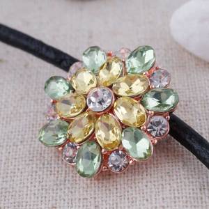 20MM desin snap Rose-Gold Plated with yelow and yellow Rhinestones KC7307 snaps jewelry