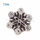 12MM Snowflake snap Silver Plated with white Rhinestone KS9624-S snaps jewelry