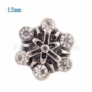 12MM Snowflake snap Silver Plated with white Rhinestone KS9624-S snaps jewelry