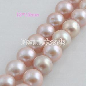 12*12mm freshwater round pearl beads purple