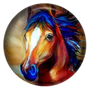 20MM horse Painted  enamel metal C5552 print snaps jewelry