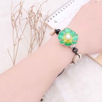 20MM flower big size snap gold Plated with pearl and green enamel KC6808 snaps jewelry