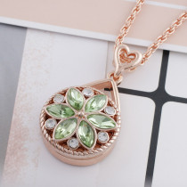 20MM round Rose-Gold Plated with green rhinestone KC7552 snaps jewelry