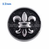 12mm flower snaps Silver Plated with black enamel KS5058-S snap jewelry