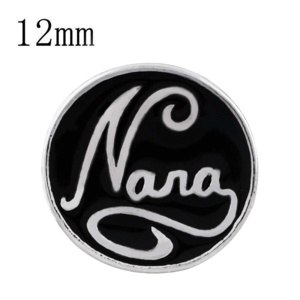 12MM nana snap silver plated with black enamel KS6315-S snaps jewelry