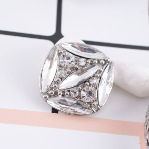 20MM Irregular shape snap Silver Plated with white rhinestones KB7384 snaps jewelry