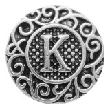 C20MM English alphabet-K snap Antique silver  KC6755 snaps jewelry