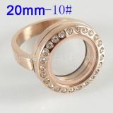 Stainless Steel RING  10# size  with Dia 20mm floating charm locket gold color