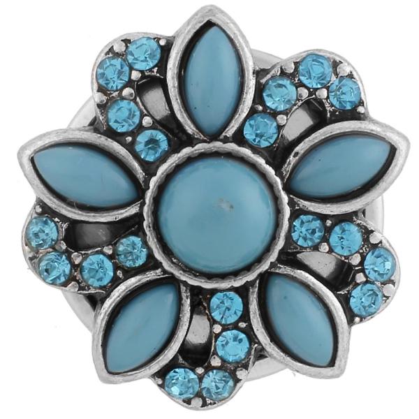 snaps metal chunks with rhinestones light blue