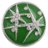 20MM Starry sky snap silver Antique plated with green enamel KC5262 snaps jewelry