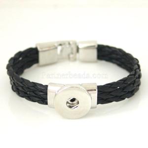 20CM PU leather bracelets fit 18MM snaps chunks