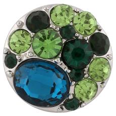 20MM Irregular snap  Antique Silver Plated with green rhinestones KB2186 snaps jewelry