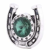 20MM Horseshoe snap Antique Silver plated with green Rhinestones KC6246 snaps jewelry