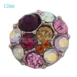 12MM round snap Antique Silver Plated with colorful Rhinestone KS9670-S Multicolor