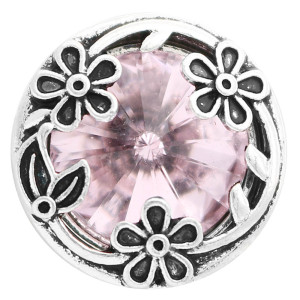 20MM design  snap Silver Plated with pink rhinestone KC9929 snaps jewelry