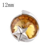 12mm star Small size snaps silver plated with yellow Rhinestone for chunks jewelry